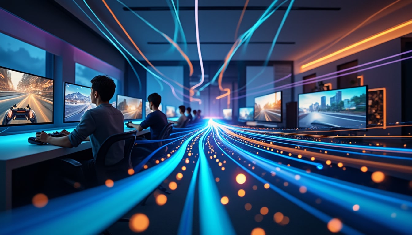 découvrez comment la bande passante de la fibre optique permet de profiter des jeux en cloud tout en gérant plusieurs flux simultanés.